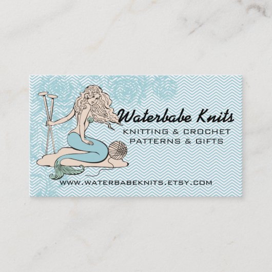 入れ墨の人魚の可愛い人の編み物針ヤーン 名刺 (正面)