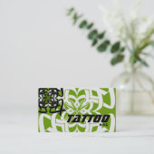 入れ墨の名刺の種族の黒い緑の白 名刺 (スタンド正面)