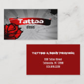 入れ墨の名刺の赤いバラの灰色 名刺 (正面/裏面)