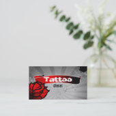 入れ墨の名刺の赤いバラの灰色 名刺 (スタンド正面)