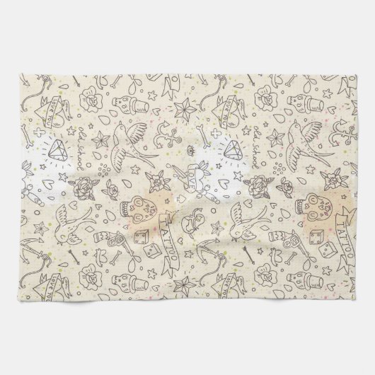 入れ墨の概念パターン キッチンタオル (横)