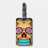 入れ墨の砂糖のスカル ラゲッジタグ (裏面縦)