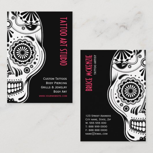 入れ墨の芸術のスタジオの名刺 名刺 (正面/裏面)