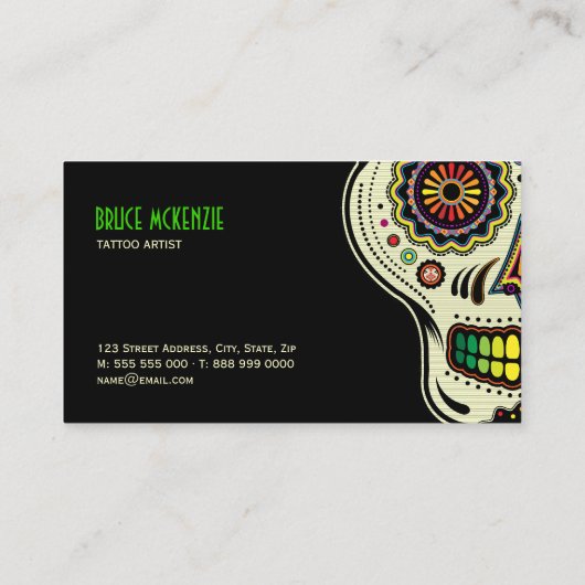 入れ墨の芸術の店の名刺 名刺 (裏面)