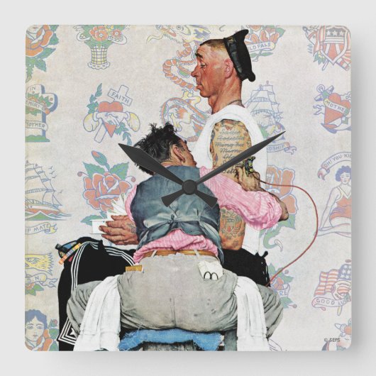 入れ墨の芸術家 スクエア壁時計 (正面)