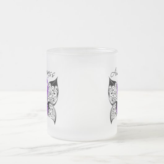 入れ墨の蝶認識度-膵臓癌 フロストグラスマグカップ (中央)