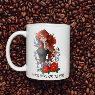 入れ墨の赤毛の女性　スリーブ　紫 コーヒーマグカップ