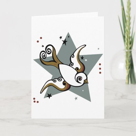 入れ墨の都市つばめの鳥のデザイン カード (正面)