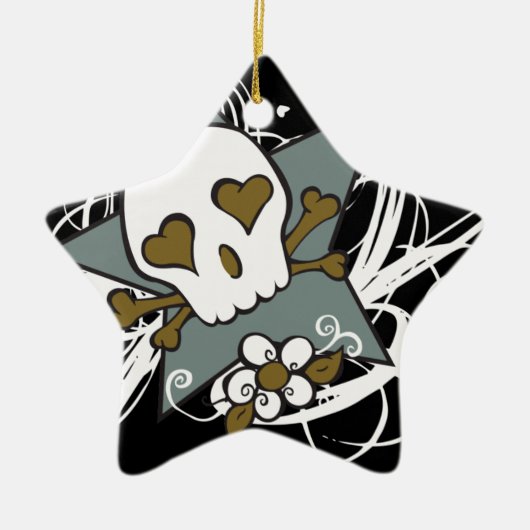 入れ墨のFluerのスカルの休日のオーナメント セラミックオーナメント (正面)