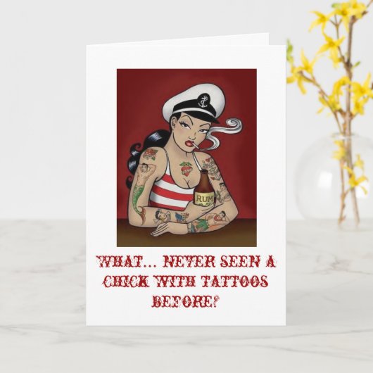 入れ墨をした女性 カード (黄色い花)