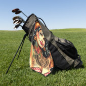 入れ墨をした田舎娘 ゴルフタオル (グリーン)