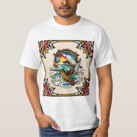 「入れ墨をした空:鳥類版T型」 Tシャツ (正面)
