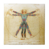 入れ墨を持つDa VinciのVitruvianの人 タイル (正面)