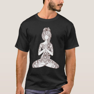 入れ墨ガールヨガ愛好家瞑想愛好家ロータス Tシャツ