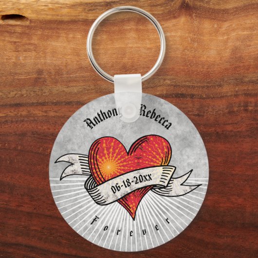 入れ墨ハート名前と日付の追加 キーホルダー (裏面)