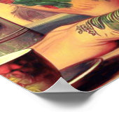 入れ墨バイクもしくは自転車に乗る人ピンアップ ポスター (角)