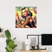 入れ墨バイクもしくは自転車に乗る人ピンアップ ポスター (ホームオフィス)