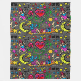 入れ墨愛ピンナップの芸術 フリースブランケット