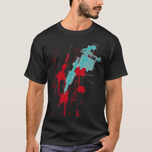入れ墨機械(ばちゃばちゃ)跳ねる Tシャツ (正面)