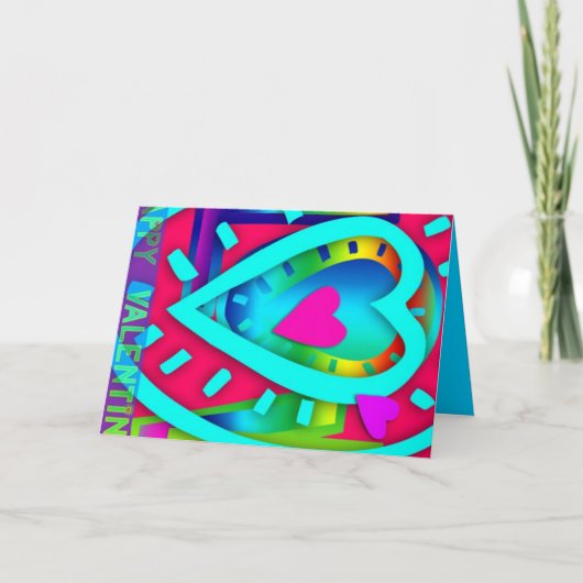 入れ子になったハートポップ・アートの色のバレンタインの挨拶 シーズンカード (正面)