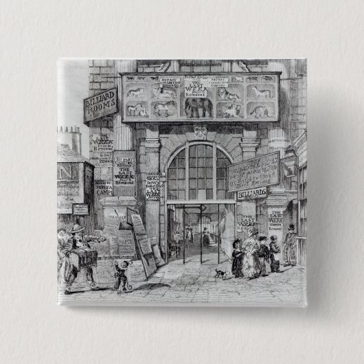 入口を示すエクセターの変更 缶バッジ (正面)