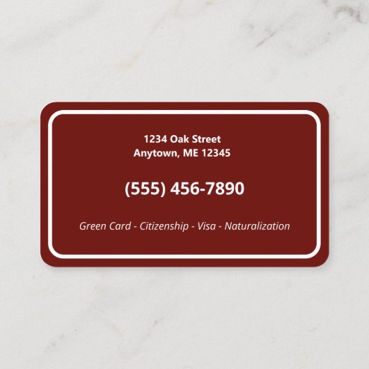 入国市民権 名刺 (裏面)