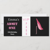 入場料チケット女性エレガントブラックピンク 招待状 (正面)