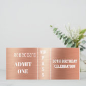 入場料チケット誕生日パーティーバラゴールドフォイル 招待状 (スタンド正面)