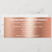 入場料チケット誕生日パーティーバラゴールドフォイル 招待状 (裏面)