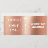 入場料チケット誕生日パーティーバラゴールドフォイル 招待状 (正面)