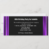 入場料チケット誕生日パーティー写真パープルブラック 招待状 (裏面)