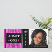 入場料チケット誕生日パーティー写真ピンクブラック 招待状 (スタンド正面)