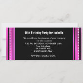 入場料チケット誕生日パーティー写真ピンクブラック 招待状 (裏面)
