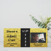 入場料チケット誕生日パーティー金ゴールド&ブラックフォト 招待状 (スタンド正面)