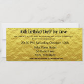 入場料チケット誕生日パーティー金ゴールド&ブラックフォト 招待状 (裏面)