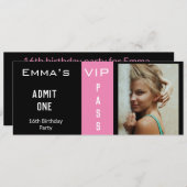 入場料チケット16th誕生日パーティーブラック写真 招待状 (正面/裏面)