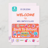 入学おめでとう!先生からのメッセージ 招待状 (正面/裏面)