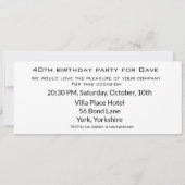 入学チケット任意の年齢誕生日ブラック&ホワイト 招待状 (裏面)