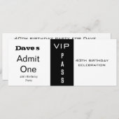 入学チケット任意の年齢誕生日ブラック&ホワイト 招待状 (正面/裏面)