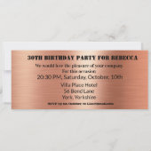 入学チケット誕生日パーティーブラックバラ金ゴールド 招待状 (裏面)