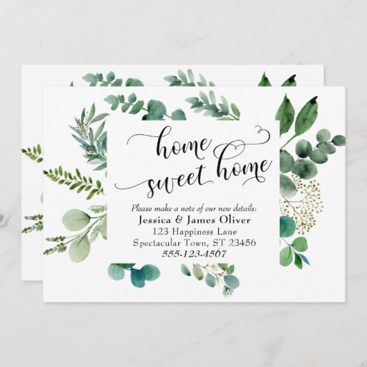 入念な台本ホームスイートホームユーカリプタス付き 案内状 (正面/裏面)