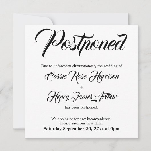 入念な延期結婚の白書 招待状 (正面)