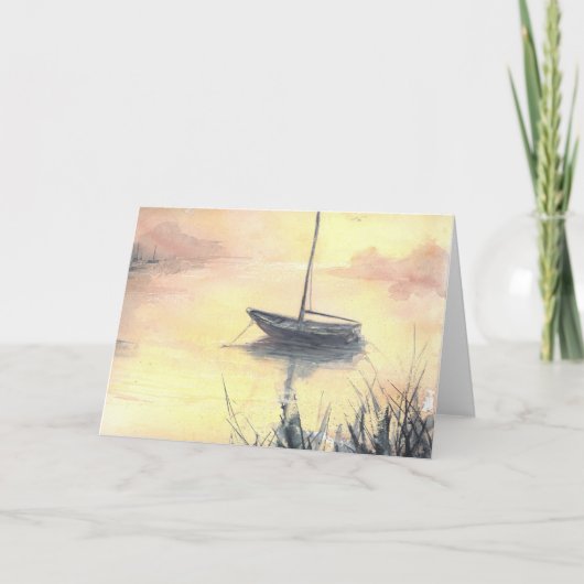 入江のヨットのブランクの挨拶状 カード (正面)