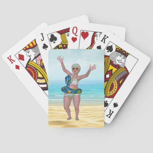 入浴おもしろい美しいビーチトランプ トランプ (裏面)