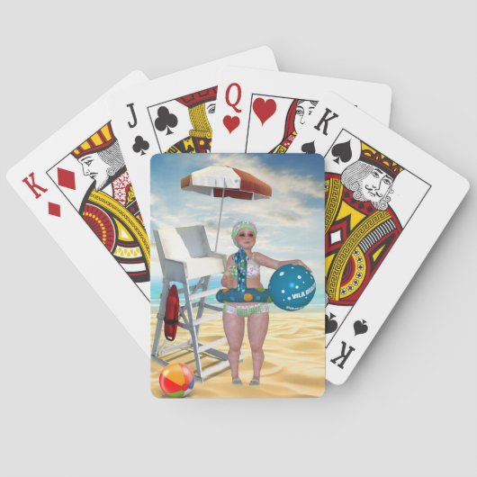 入浴おもしろい美しいビーチトランプ トランプ (裏面)