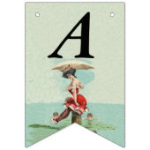 入浴ビクトリアン美しいパラソル泳ぐ人ブルー バンティングフラッグ (第2の旗)