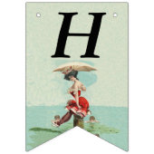 入浴ビクトリアン美しいパラソル泳ぐ人ブルー バンティングフラッグ (第1の旗)