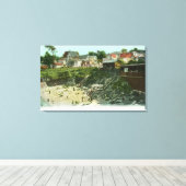 入浴ビーチの空中表示 キャンバスプリント (インサイチュ (ウッドフロア))