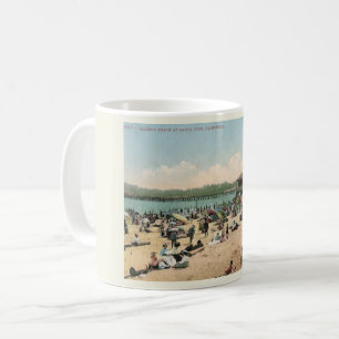 入浴ビーチ、サンタクルスCAヴィンテージスタイル コーヒーマグカップ