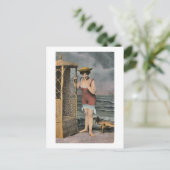 入浴美しいでビーチ-ヴィンテージ手色 ポストカード (スタンド正面)